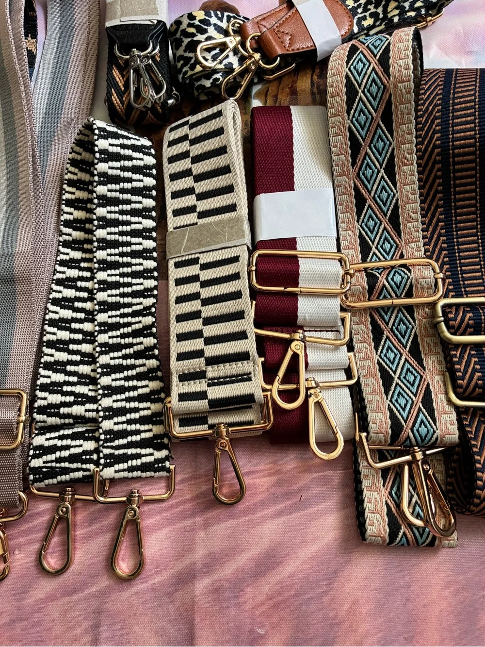 Lot of 12 Adjustable Patterned Bag Strap - Neutral & Animal Print Options.